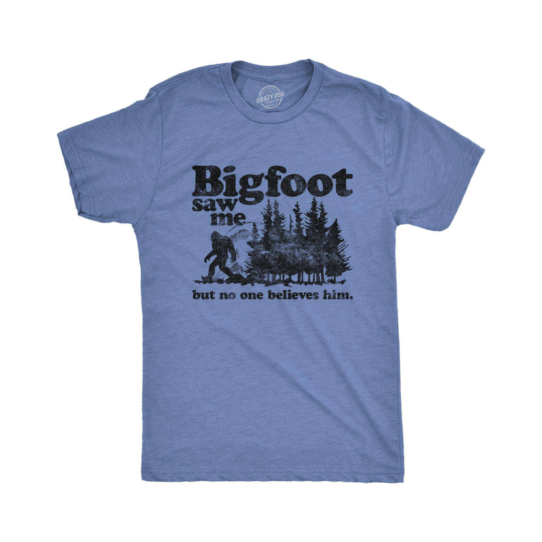 Bigfoot Saw Me Funny Sasquatch Men’s T-Shirt – Cryptid Meme Graphic Tee