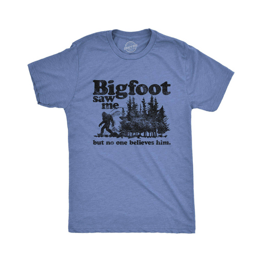 Bigfoot Saw Me Funny Sasquatch Men’s T-Shirt – Cryptid Meme Graphic Tee