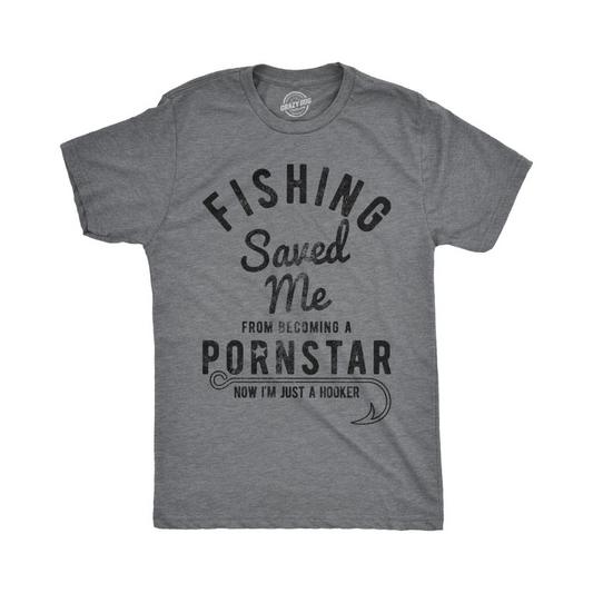 Funny Fishing Saved Me from Pornstar Men’s Graphic T-Shirt – Adult Meme Tee