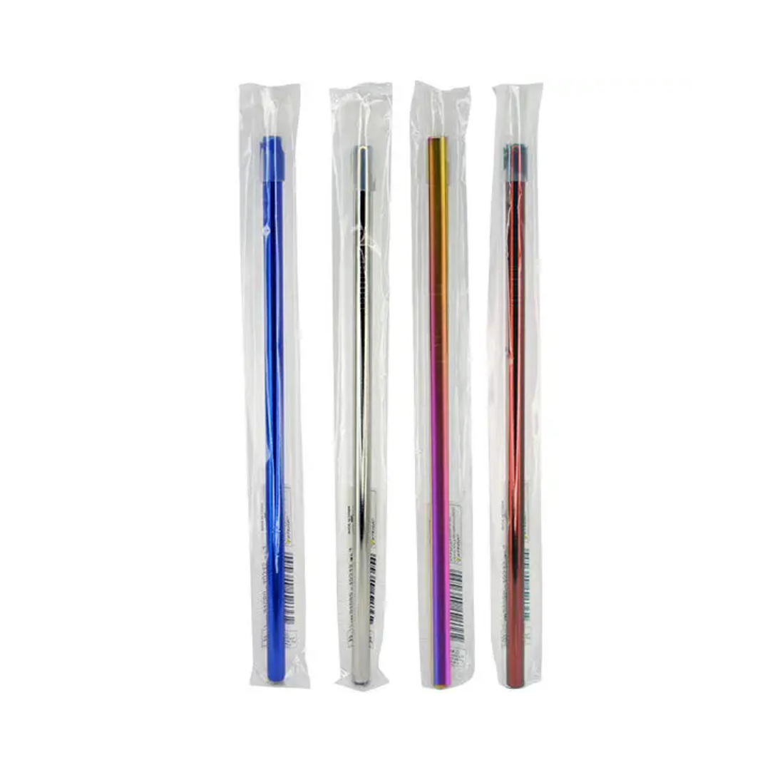 🥤 Reusable Metal Straw – 10.25” w/ Rubber Tip