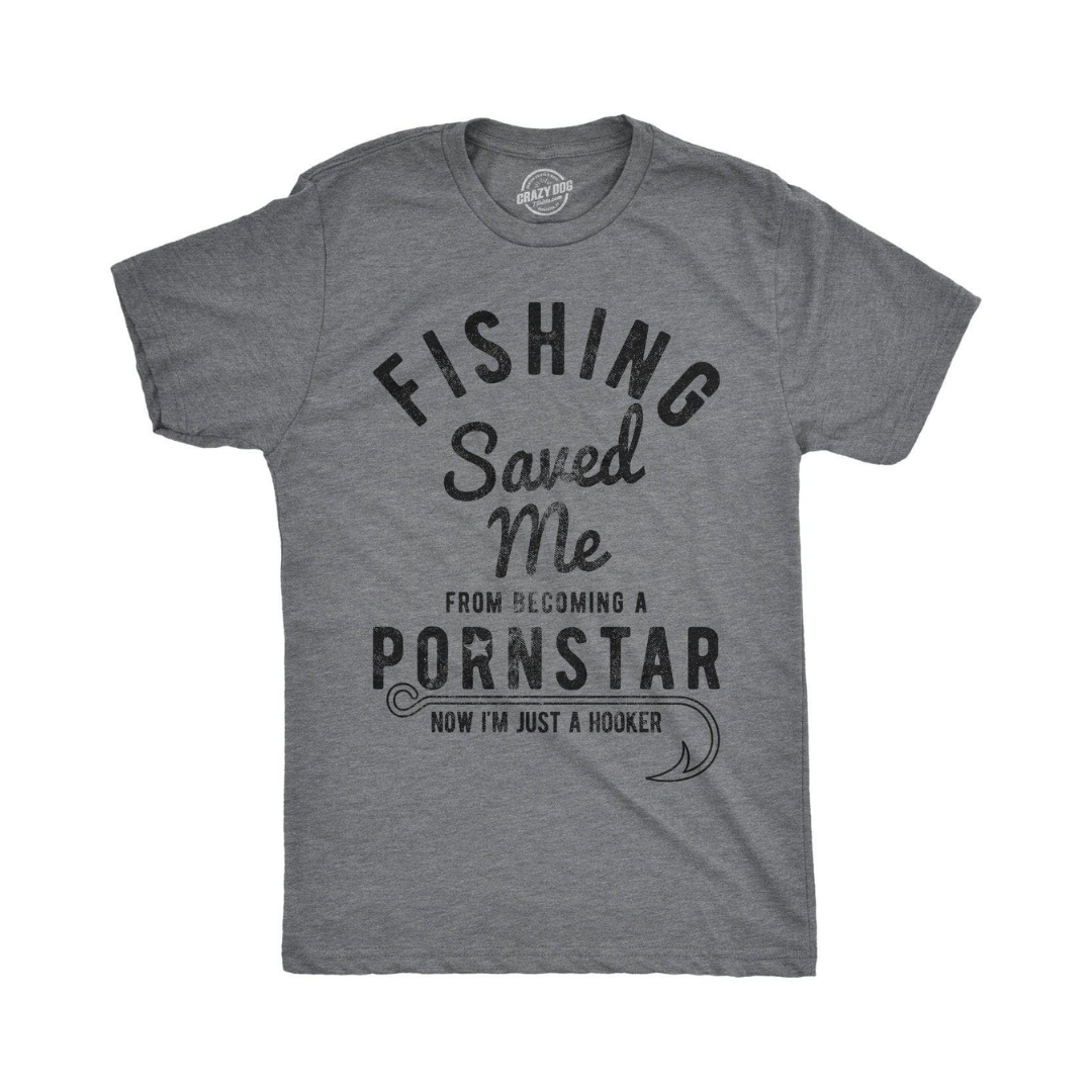 Funny Fishing Saved Me from Pornstar Men’s Graphic T-Shirt – Adult Meme Tee