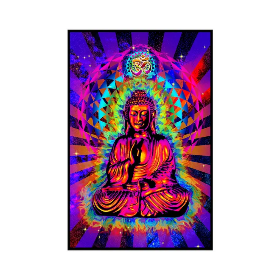 🌀 Cosmic Buddha Blacklight Poster