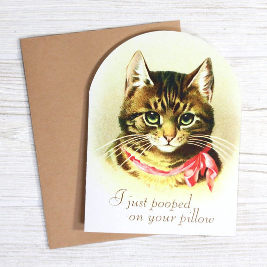🐾 I Just Pooped on Your Pillow – Funny Cat Lover Card